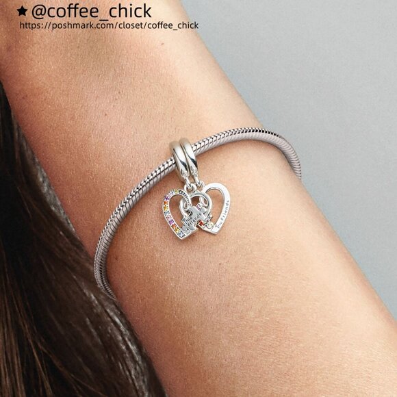 Pandora Puzzle Piece Hearts Splittable Friendship Dangle Charm - Picture 5 of 6